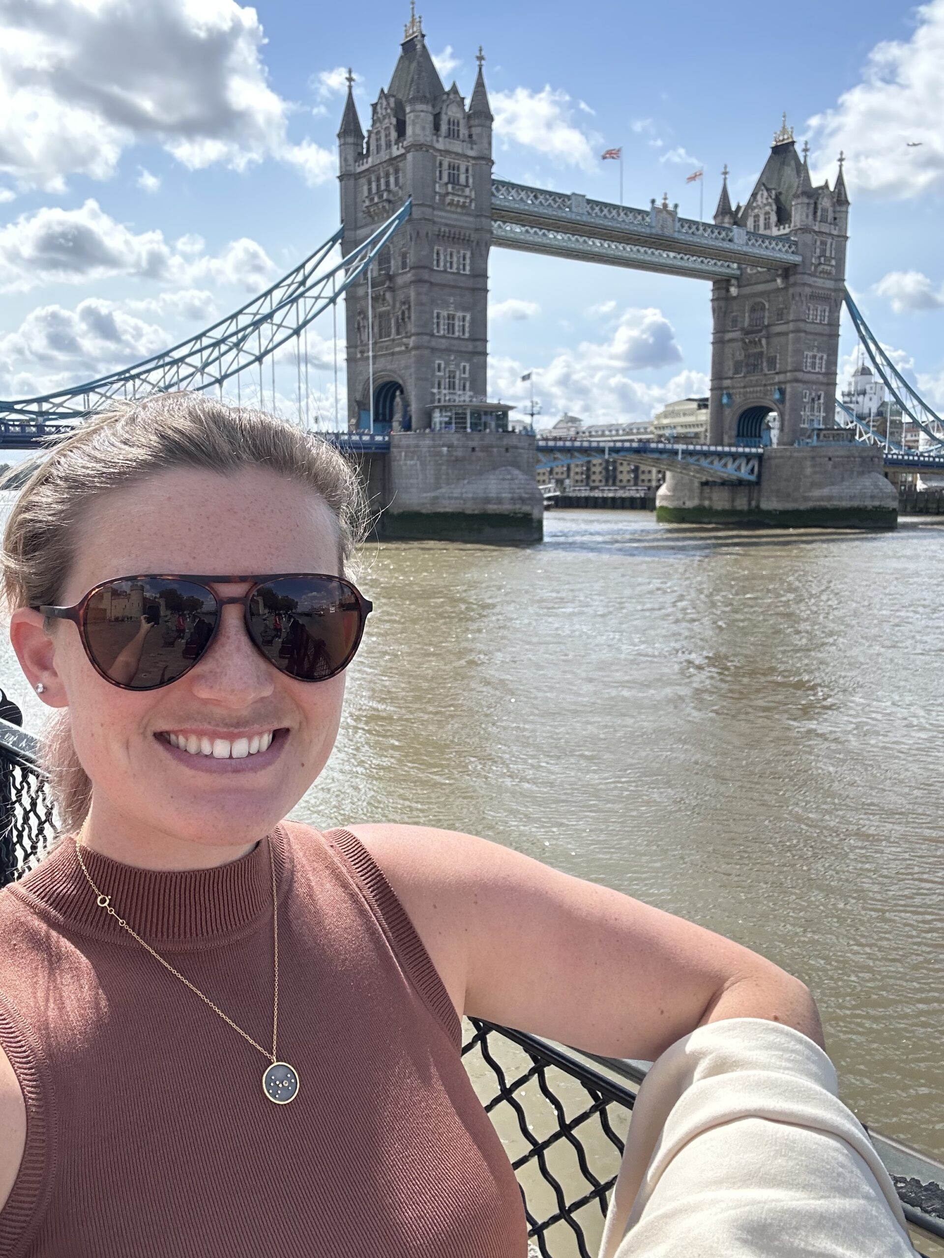 Amanda Witmond by Tower Bridge in London